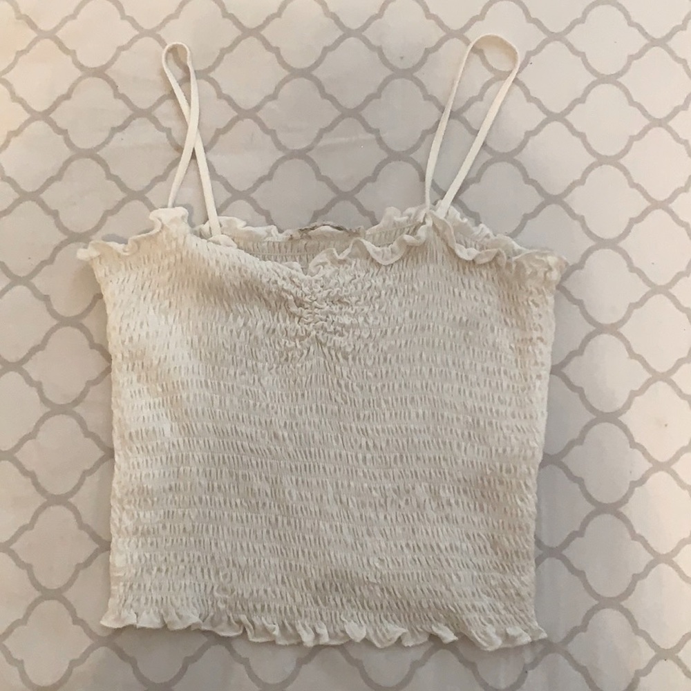Smocked White Tank Top